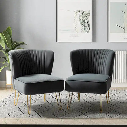 Ensemble de 2 chaises d'appoint rembourrées Barto avec dossier capitonné par HULALA HOME