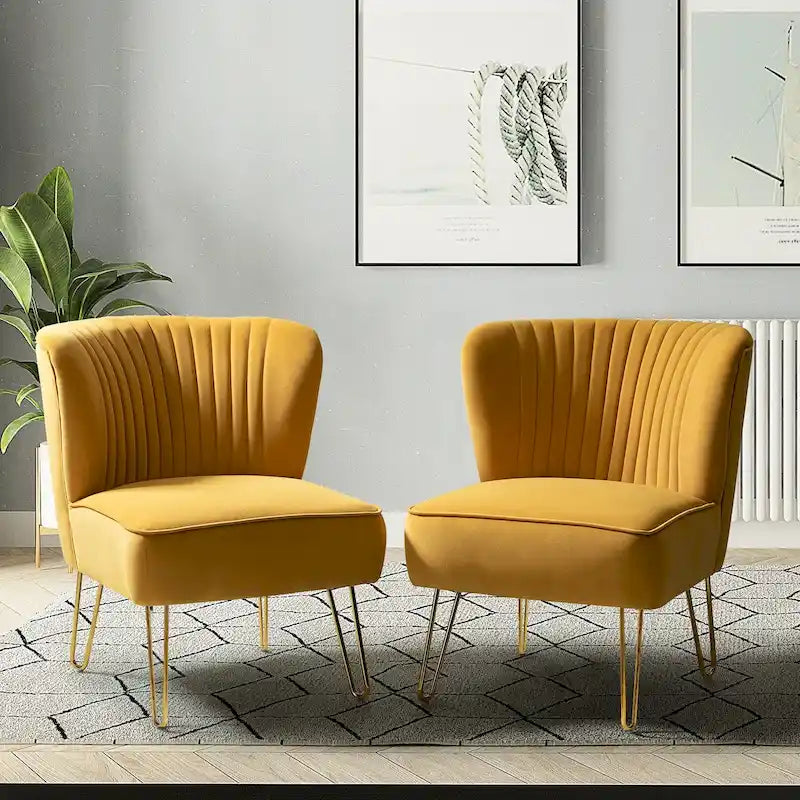 Ensemble de 2 chaises d'appoint rembourrées Barto avec dossier capitonné par HULALA HOME