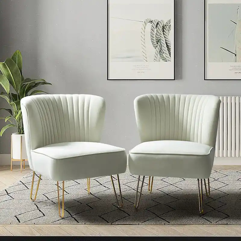 Ensemble de 2 chaises d'appoint rembourrées Barto avec dossier capitonné par HULALA HOME