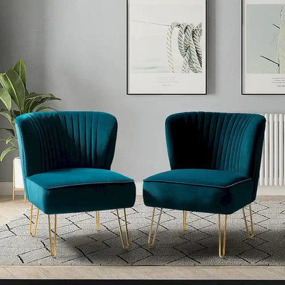 Ensemble de 2 chaises d'appoint rembourrées Barto avec dossier capitonné par HULALA HOME