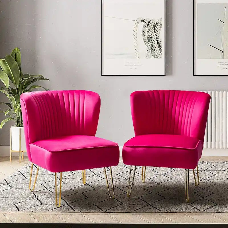 Ensemble de 2 chaises d'appoint rembourrées Barto avec dossier capitonné par HULALA HOME