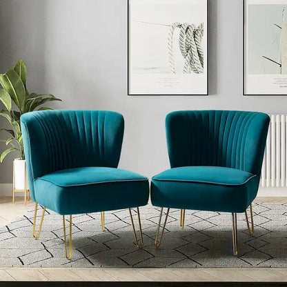 Ensemble de 2 chaises d'appoint rembourrées Barto avec dossier capitonné par HULALA HOME