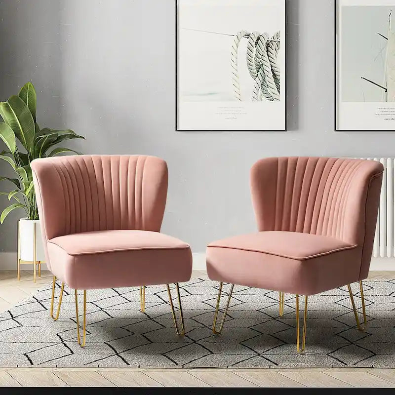 Ensemble de 2 chaises d'appoint rembourrées Barto avec dossier capitonné par HULALA HOME