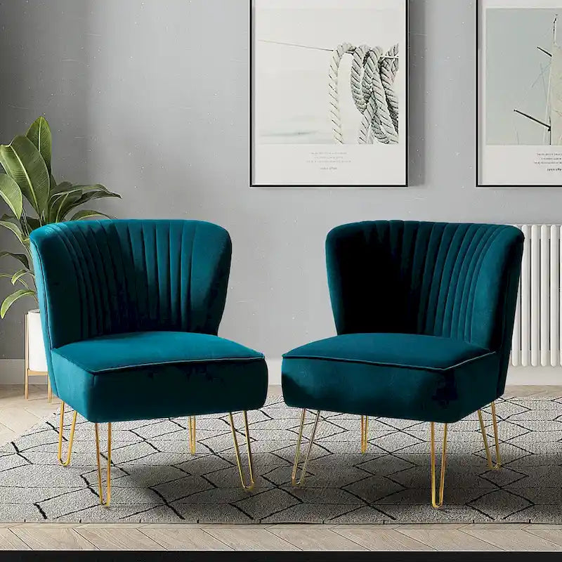 Ensemble de 2 chaises d'appoint rembourrées Barto avec dossier capitonné par HULALA HOME