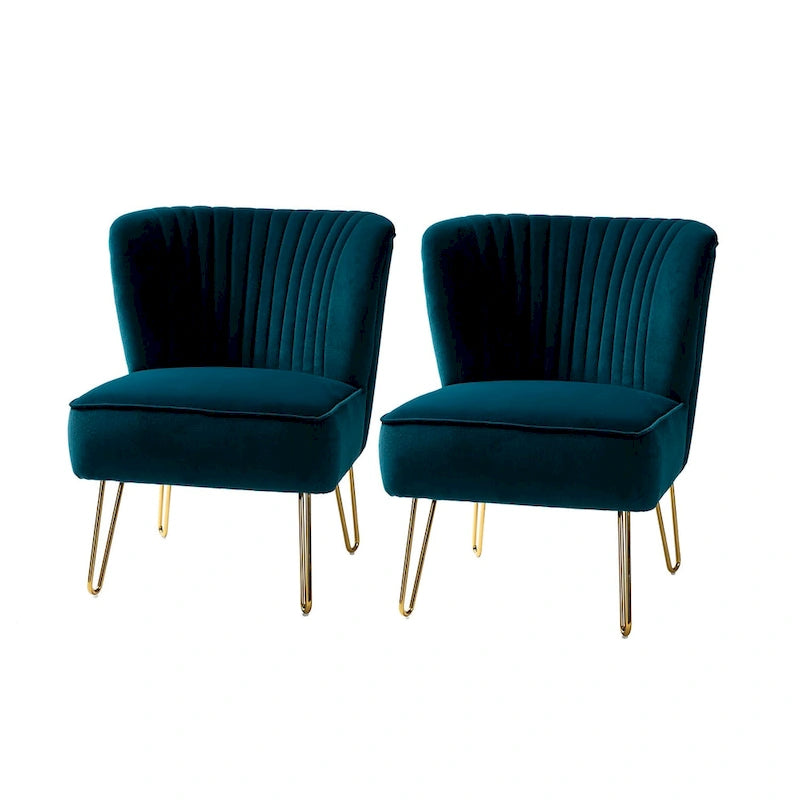 Ensemble de 2 chaises d'appoint rembourrées Barto avec dossier capitonné par HULALA HOME