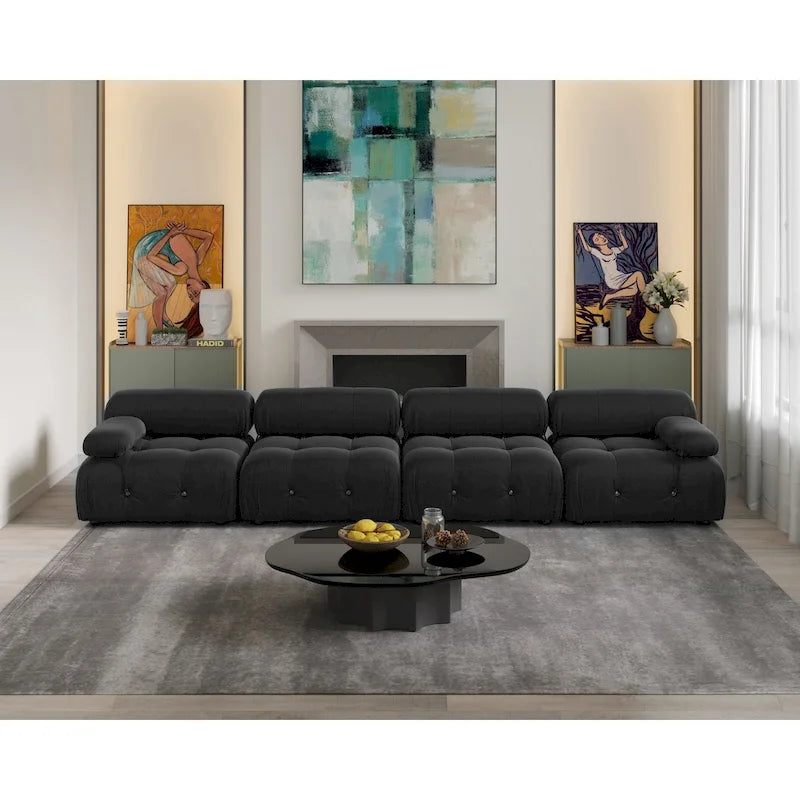 Canapé d'angle modulable convertible, canapé moderne en velours 3 places pour salon, appartement