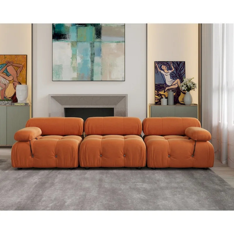 Canapé d'angle modulable convertible, canapé moderne en velours 3 places pour salon, appartement