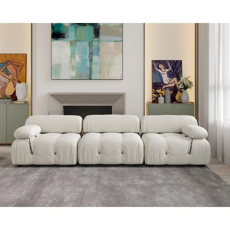 Canapé d'angle modulable convertible, canapé moderne en velours 3 places pour salon, appartement