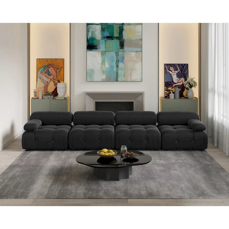 Canapé d'angle modulable convertible, canapé moderne en velours 3 places pour salon, appartement