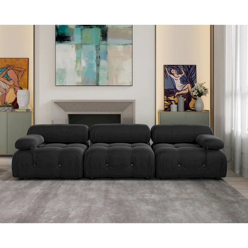 Canapé d'angle modulable convertible, canapé moderne en velours 3 places pour salon, appartement
