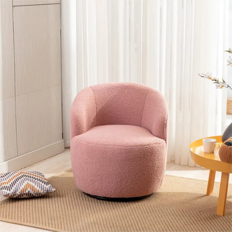 Fauteuil pivotant Teddy en tissu, fauteuil tonneau