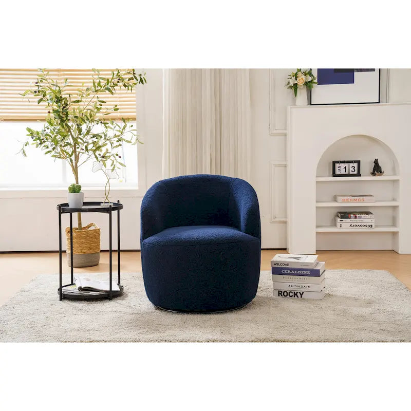 Fauteuil pivotant Teddy en tissu, fauteuil tonneau