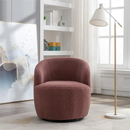 Fauteuil pivotant Teddy en tissu, fauteuil tonneau