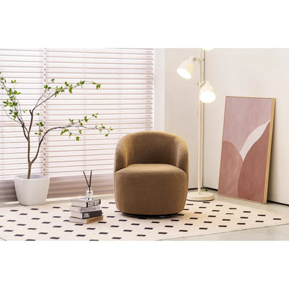 Fauteuil pivotant Teddy en tissu, fauteuil tonneau
