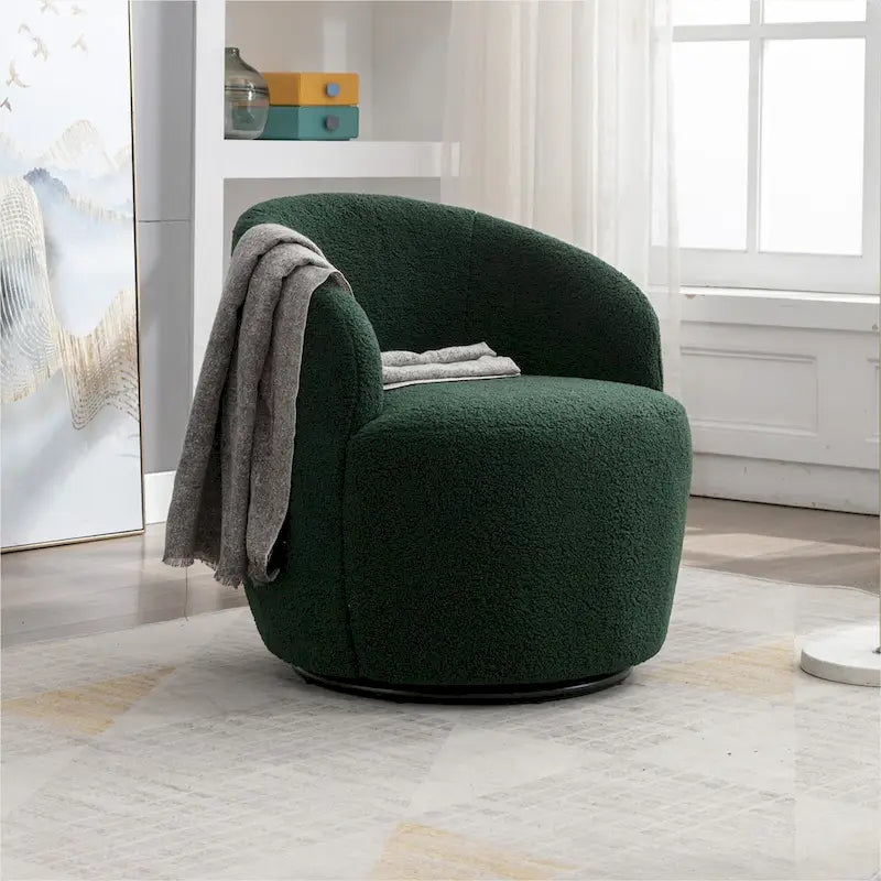 Fauteuil pivotant Teddy en tissu, fauteuil tonneau