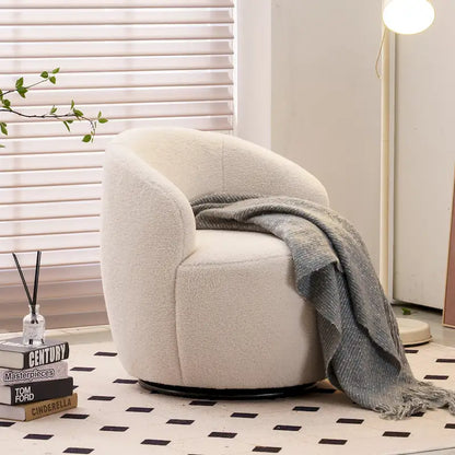 Fauteuil pivotant Teddy en tissu, fauteuil tonneau