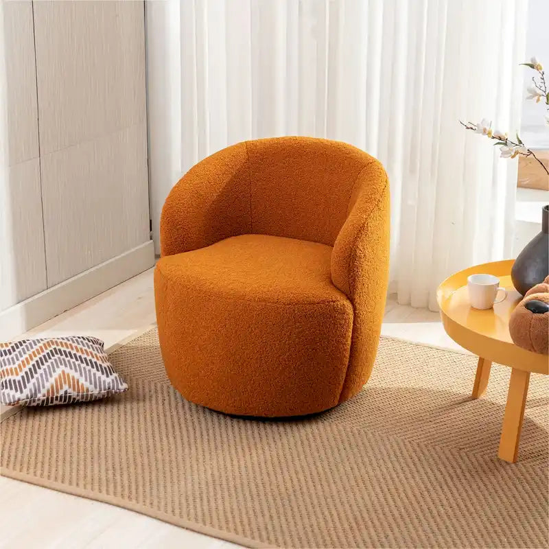 Fauteuil pivotant Teddy en tissu, fauteuil tonneau
