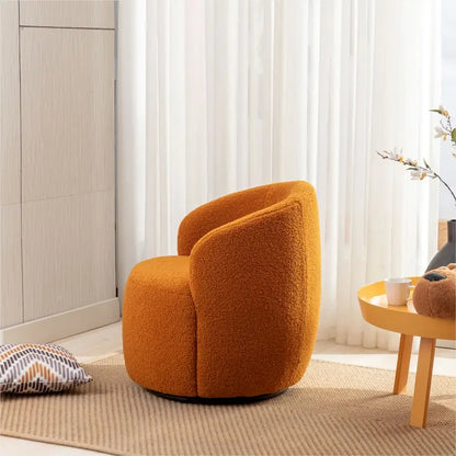 Fauteuil pivotant Teddy en tissu, fauteuil tonneau