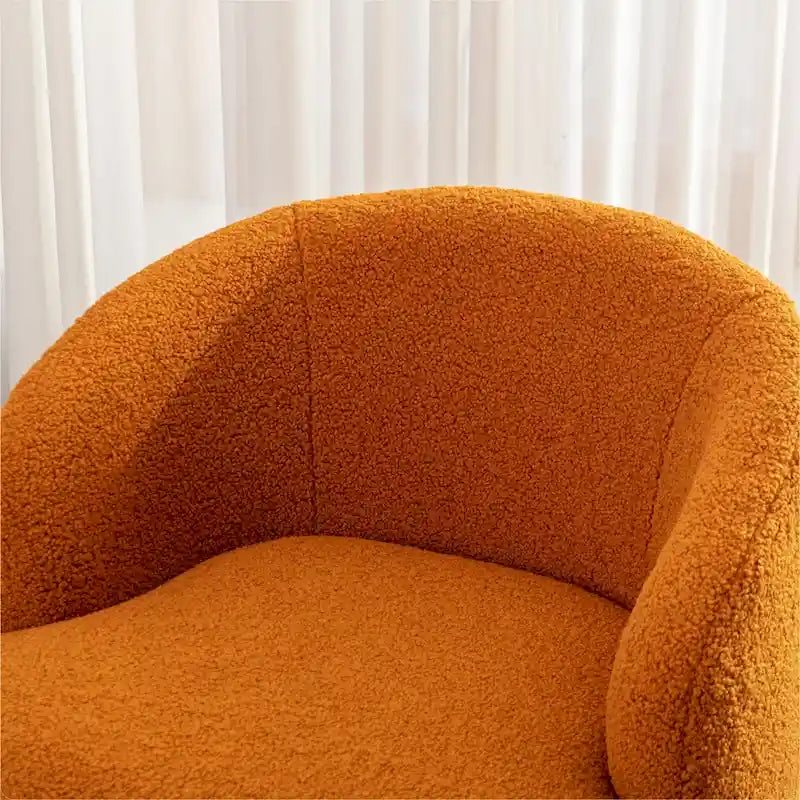 Fauteuil pivotant Teddy en tissu, fauteuil tonneau