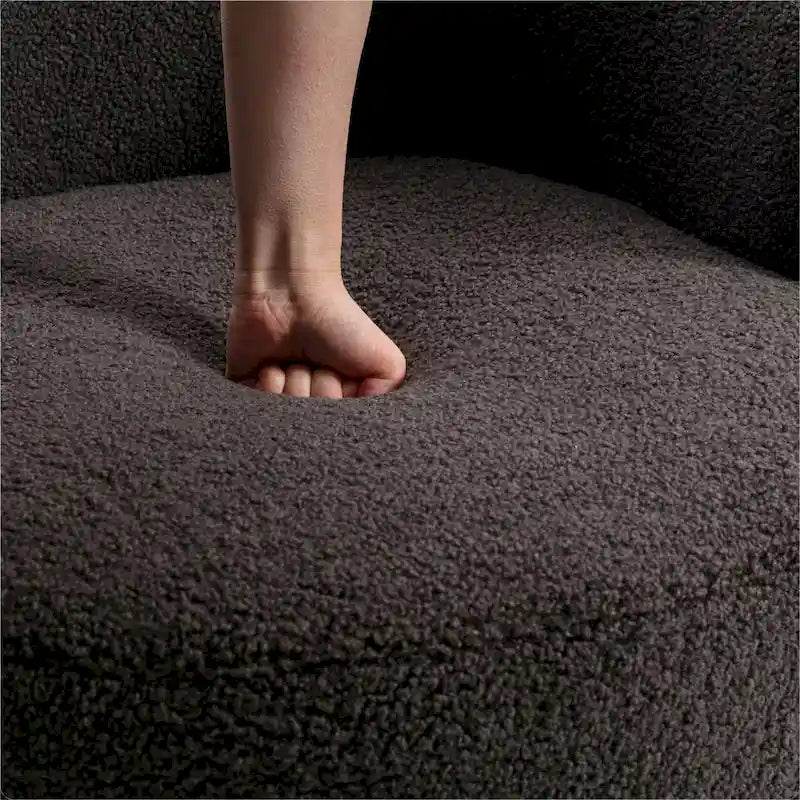 Fauteuil pivotant Teddy en tissu, fauteuil tonneau
