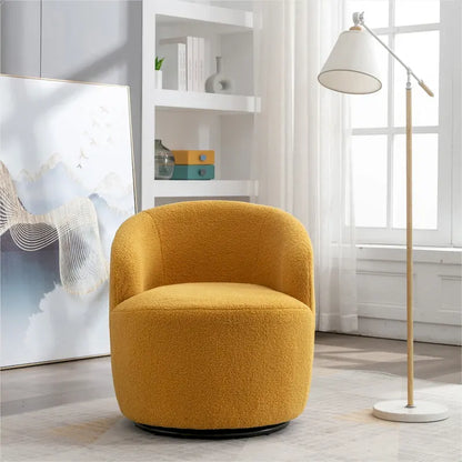 Fauteuil pivotant Teddy en tissu, fauteuil tonneau
