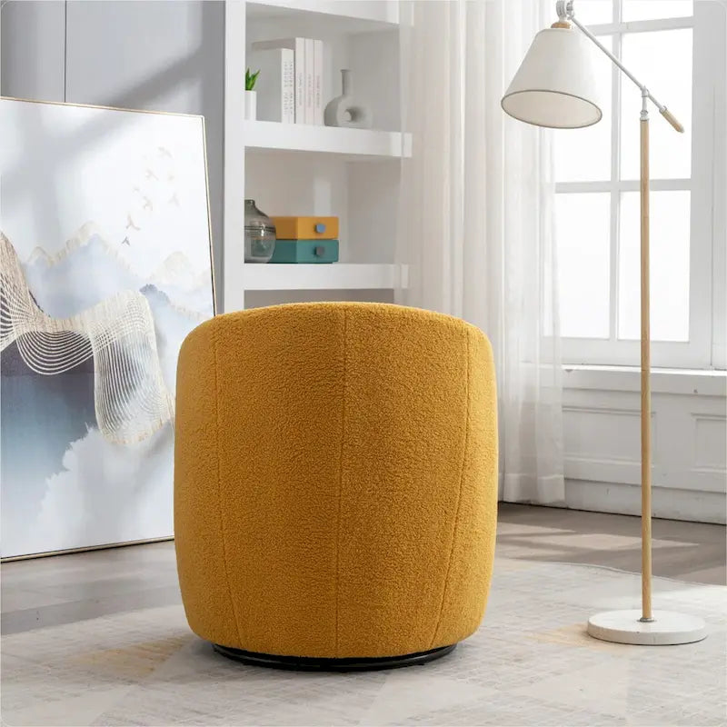 Fauteuil pivotant Teddy en tissu, fauteuil tonneau