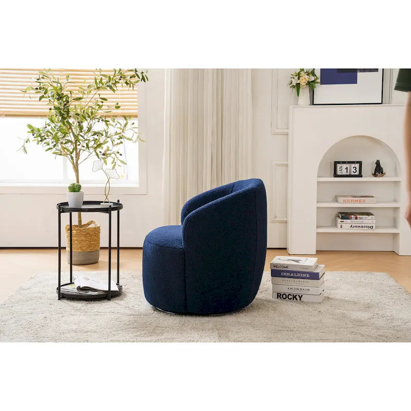 Fauteuil pivotant Teddy en tissu, fauteuil tonneau