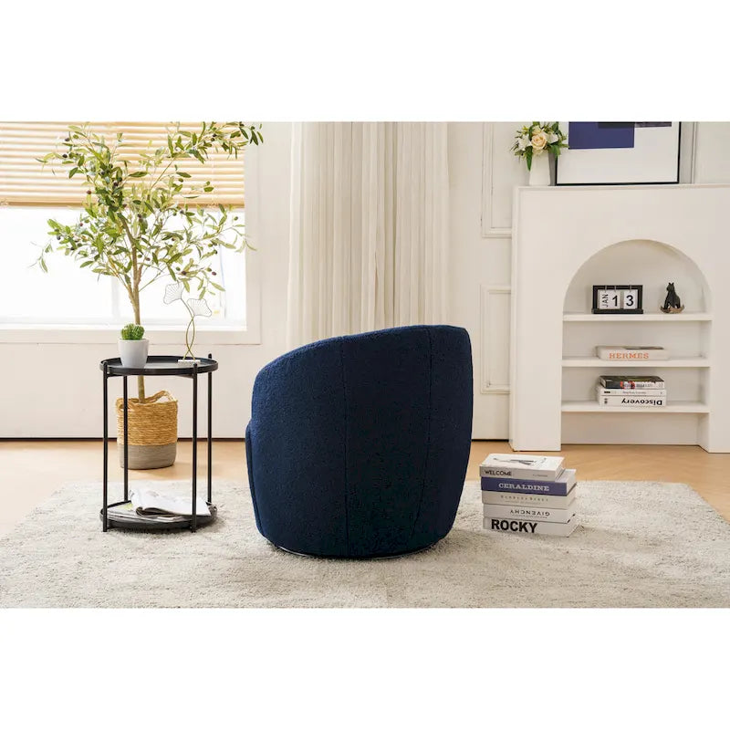Fauteuil pivotant Teddy en tissu, fauteuil tonneau