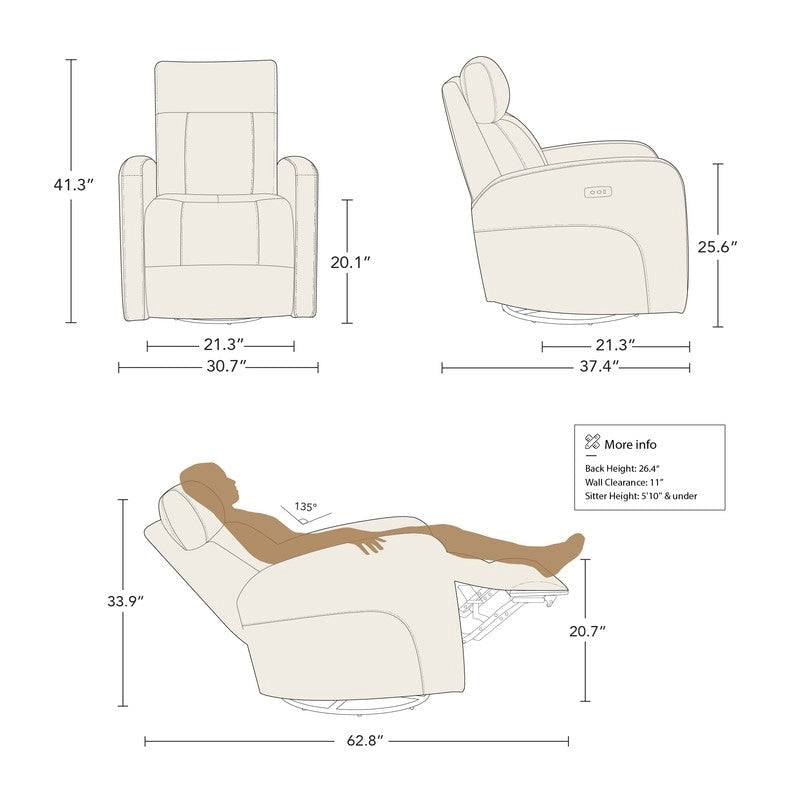 Fauteuil inclinable pivotant et berçant Rowan Power