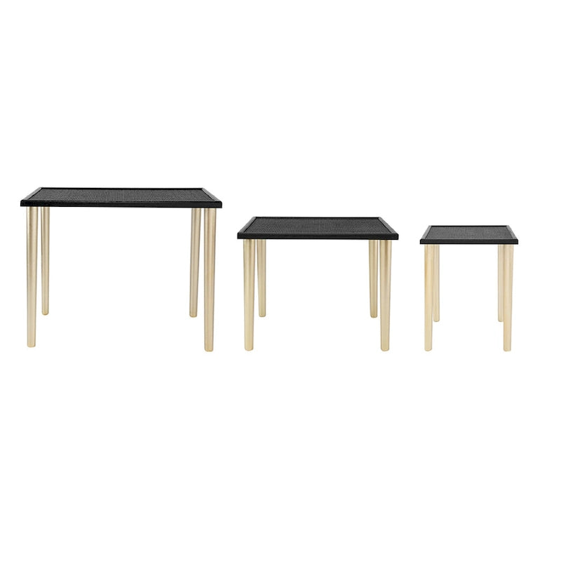 Tables d'appoint gigognes bicolores A&amp;B Home - Lot de 3 - Noir/Or