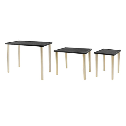 Tables d'appoint gigognes bicolores A&amp;B Home - Lot de 3 - Noir/Or