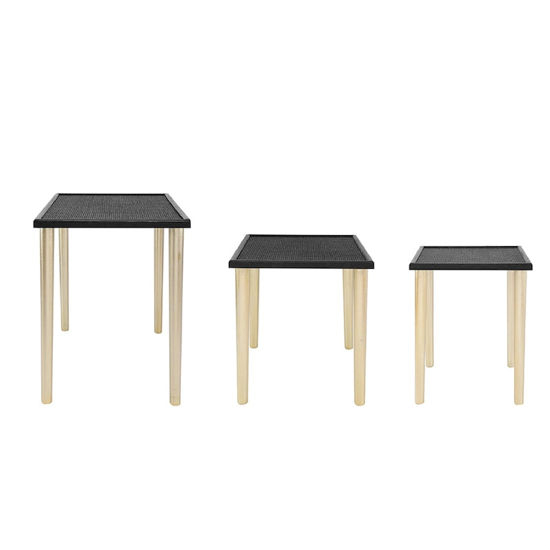 Tables d'appoint gigognes bicolores A&amp;B Home - Lot de 3 - Noir/Or