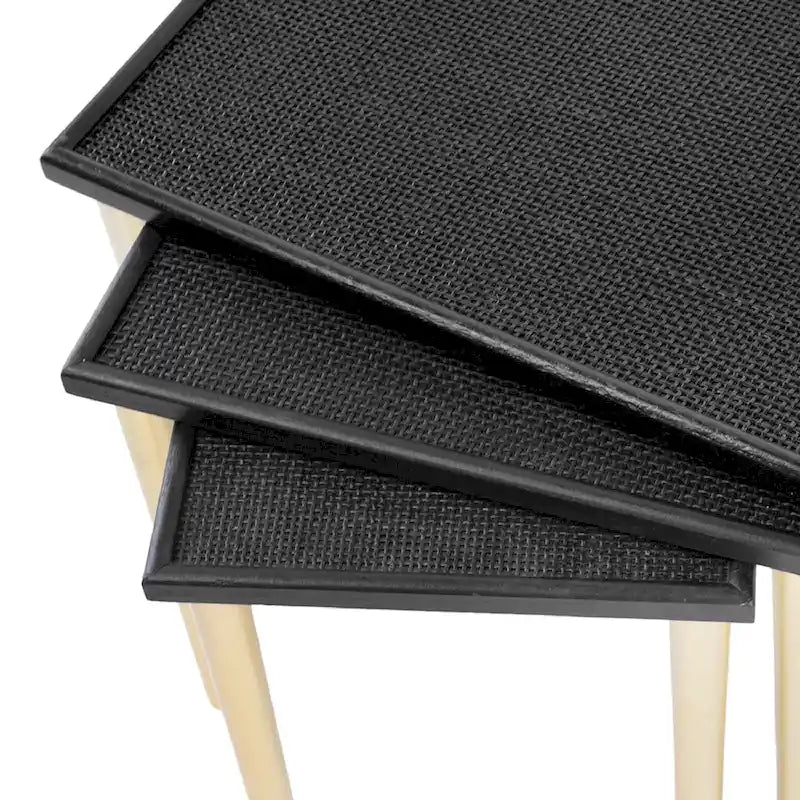 Tables d'appoint gigognes bicolores A&amp;B Home - Lot de 3 - Noir/Or