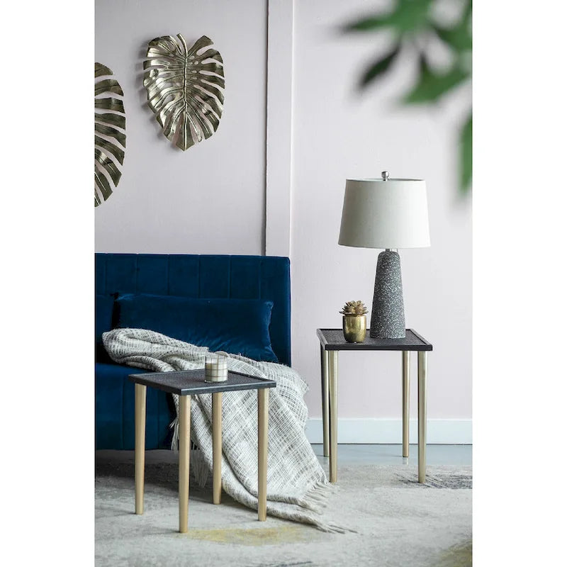 Tables d'appoint gigognes bicolores A&amp;B Home - Lot de 3 - Noir/Or