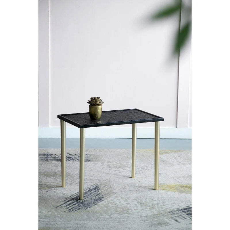 Tables d'appoint gigognes bicolores A&amp;B Home - Lot de 3 - Noir/Or