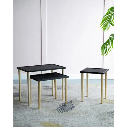 Tables d'appoint gigognes bicolores A&amp;B Home - Lot de 3 - Noir/Or