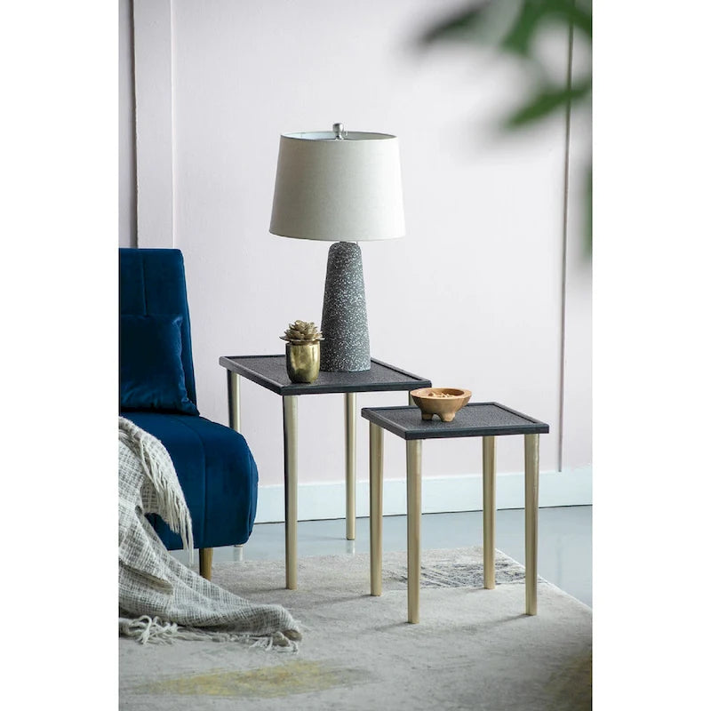 Tables d'appoint gigognes bicolores A&amp;B Home - Lot de 3 - Noir/Or