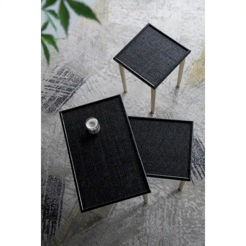 Tables d'appoint gigognes bicolores A&amp;B Home - Lot de 3 - Noir/Or