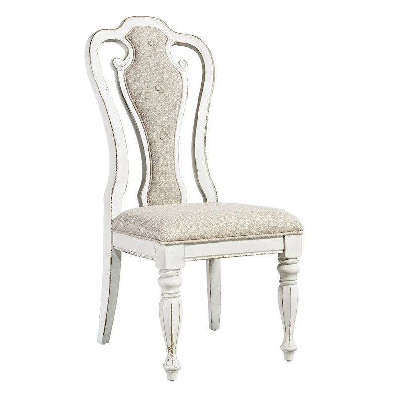 Ensemble de table à pieds 7 pièces Magnolia Manor Antique White Weathered Bark