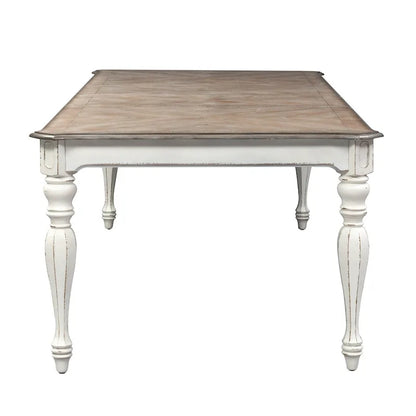 Ensemble de table à pieds 7 pièces Magnolia Manor Antique White Weathered Bark