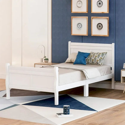 Harper & Bright Designs Wood Twin Sleigh Bed with Headboard and Footboard