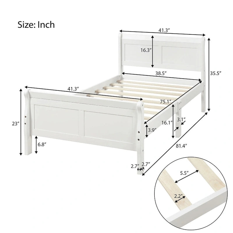 Lit traîneau double en bois Harper &amp; Bright Designs avec tête et pied de lit