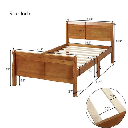 Lit traîneau double en bois Harper &amp; Bright Designs avec tête et pied de lit