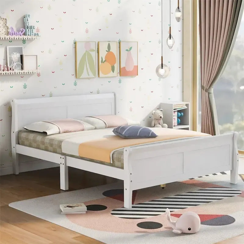 Lit traîneau double en bois Harper &amp; Bright Designs avec tête et pied de lit