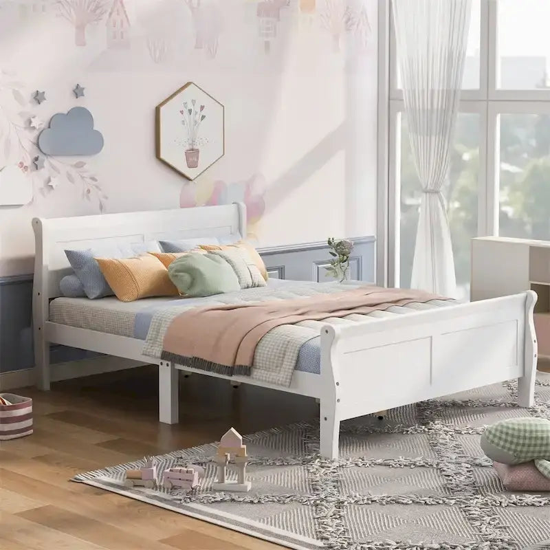 Lit traîneau double en bois Harper &amp; Bright Designs avec tête et pied de lit