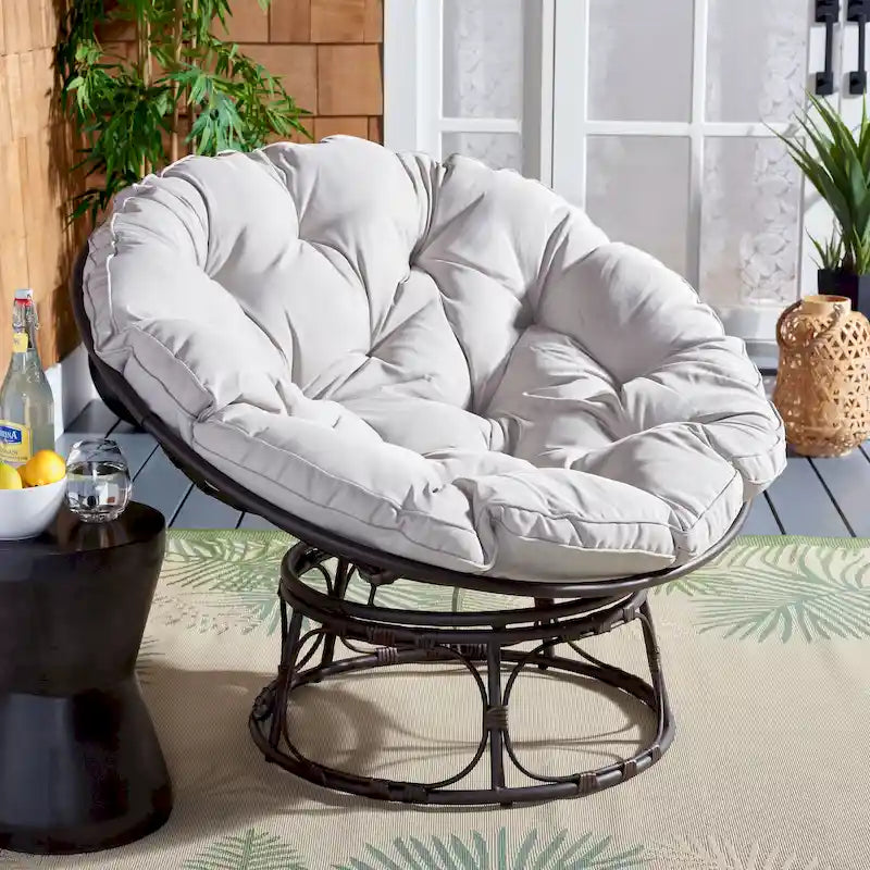 Fauteuil papasan d'extérieur Khloe de SAFAVIEH - 45 cm (L) x 45 cm (P) x 33 cm (H)