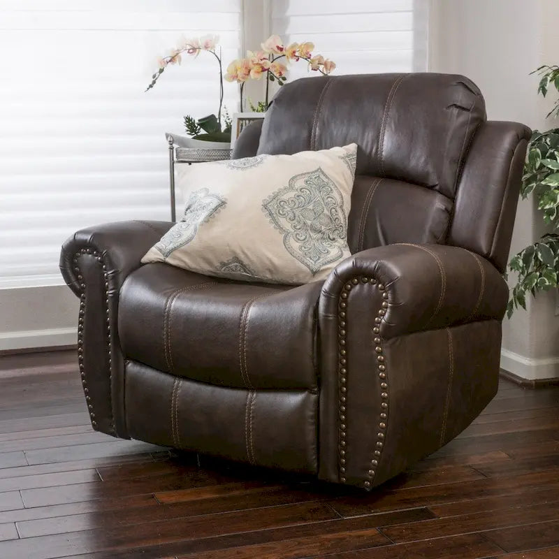 Fauteuil inclinable à bascule Charlie en cuir reconstitué de Christopher Knight Home