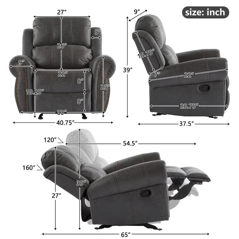 Fauteuil inclinable à bascule Charlie en cuir reconstitué de Christopher Knight Home