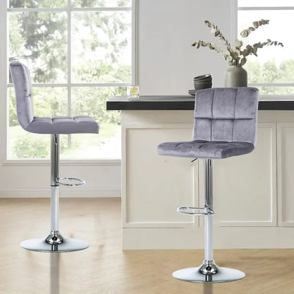 Faux Leather or Velvet Upholstered Adjustable Barstools Counter Bar Pub Height Stools set of 2