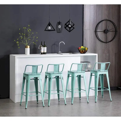 Tabourets de bar Andeworld, 61 cm (24 pouces), en métal avec dossier, lot de 4